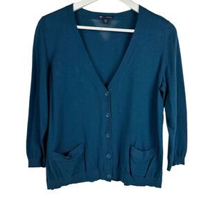 Gap Cotton Jade Cardigan size Medium 3/4 sleeve Button Front